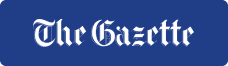 A blue banner with the word " the gazette ".