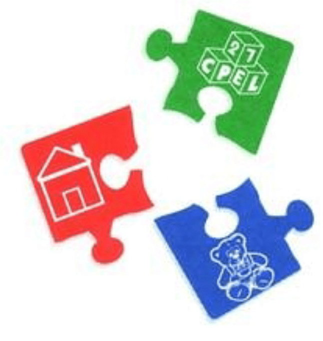 Three puzzle pieces with different designs on them.