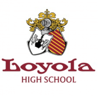A red and yellow logo for loyola high school.