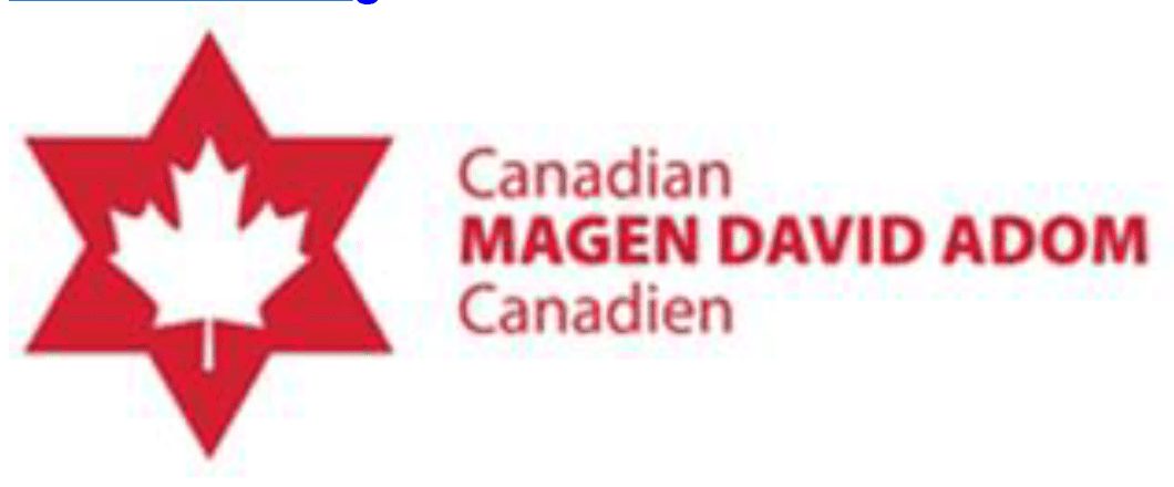 A red and white logo for canadian magen davis.