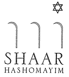 A black and white image of three poles with the name shaar hasomayim.